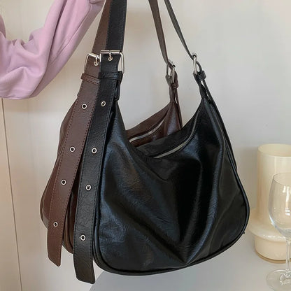 Women Retro Leisure Commuting Student Class Large Capacity Shoulder Bag Tote