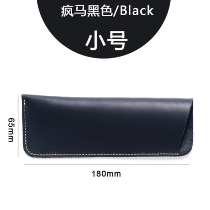 Cowhide Glasses Bag Crazy Horse Leather Simple Myopic Reading Holster Men Portable Carry-On Storage