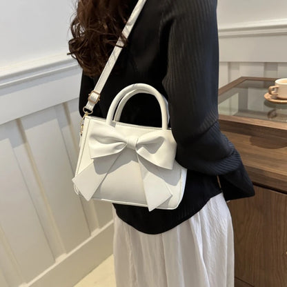 Elegant Bow Handbag Shoulder Crossbody Bag Golden Hardware Detachable Horizontal Strap Stylish Daily