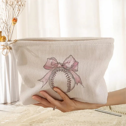 Floral & Bow Cosmetic Bag – Lightweight Zipper Makeup Pouch