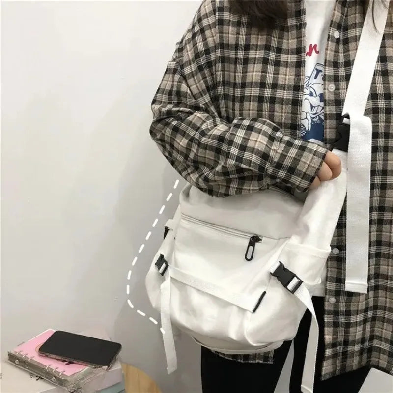 Harajuku Canvas Shoulder Bag – Unisex Crossbody Messenger Bag