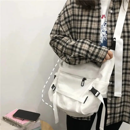 Harajuku Canvas Shoulder Bag – Unisex Crossbody Messenger Bag