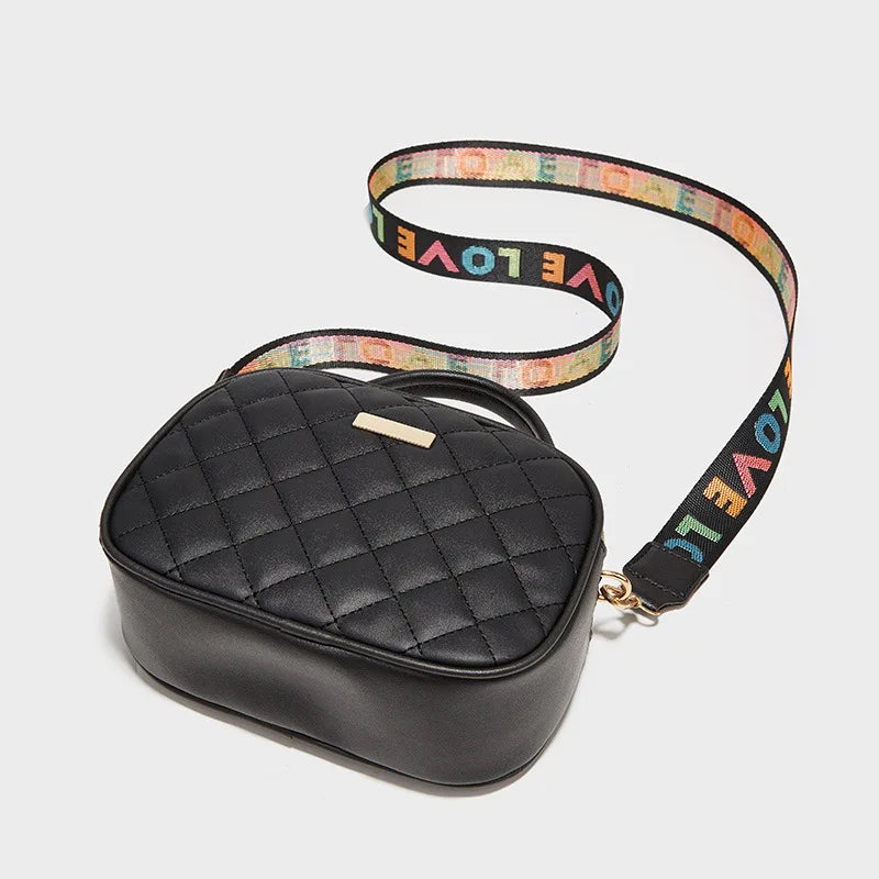 Women's Mini Crossbody Bag with Colorful Letter Strap