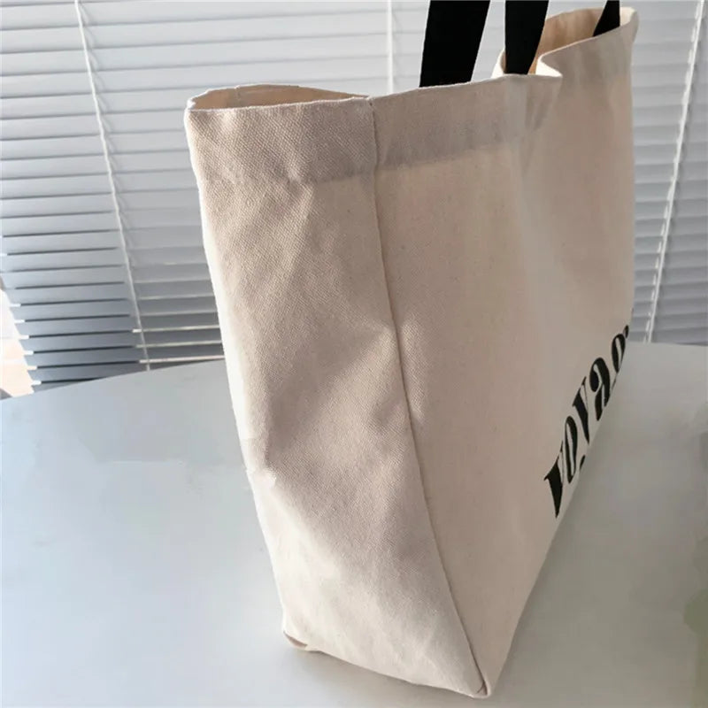 Letter Voyage Canvas Handbag Shoulder Bag Bags Women Large Capacity Travel Shopping Tote