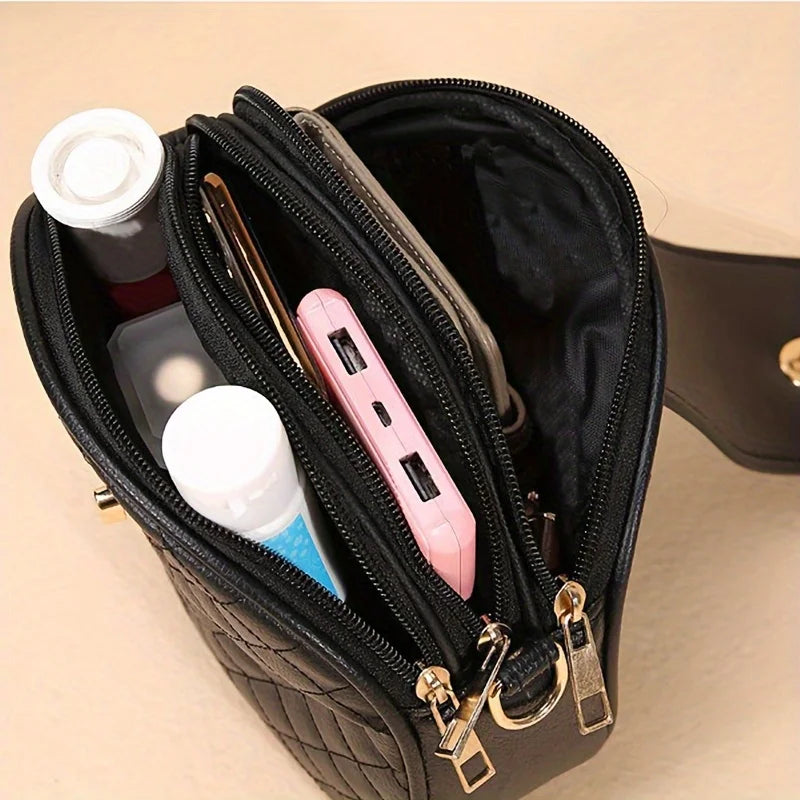Quilted Crossbody Bag for Women – Vintage Lock Shoulder Purse