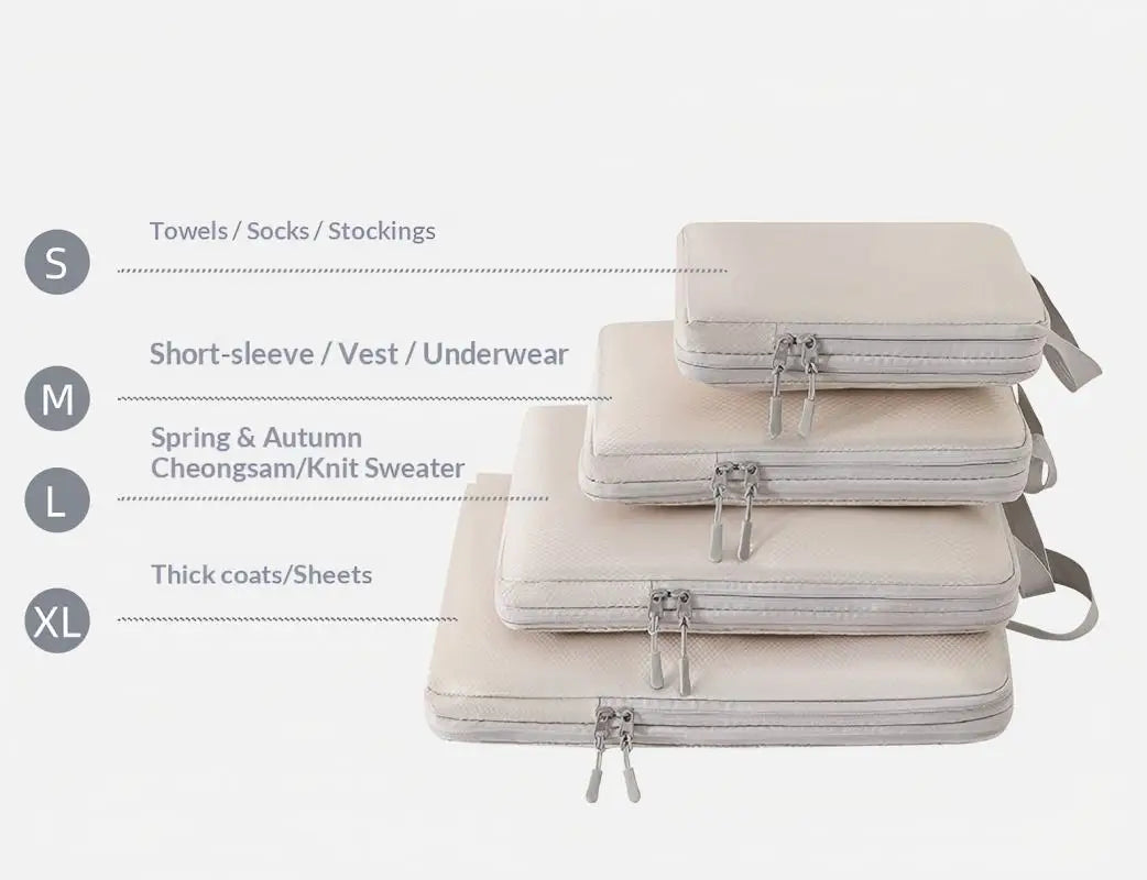 Homefish 6 Pcs Set Packing Cubes Compressible Travel Storage Bags Waterproof Portable Suitcase