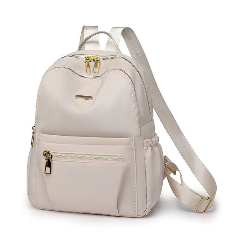 Black Nylon Mini Backpack Gold Hardware Multi-Compartment
