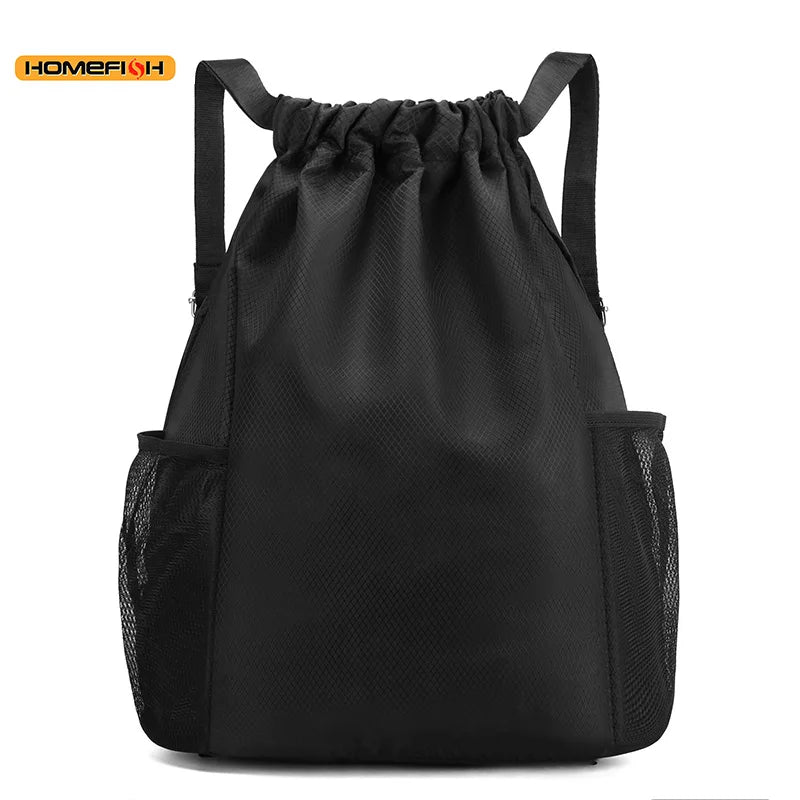 Homefish Sports Drawstring Backpack Large Capacity Sackpack Gym Swim Beach Basketball Bag Fitness