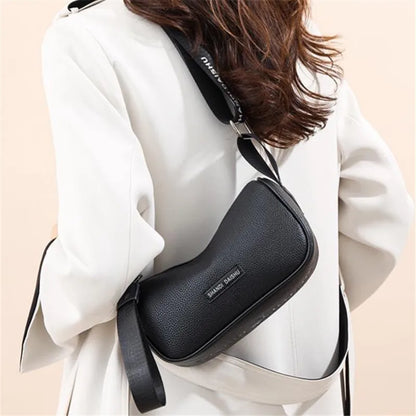 Women's Pillow Crossbody Bag – Soft Leather Shoulder Bag with Wide Strap