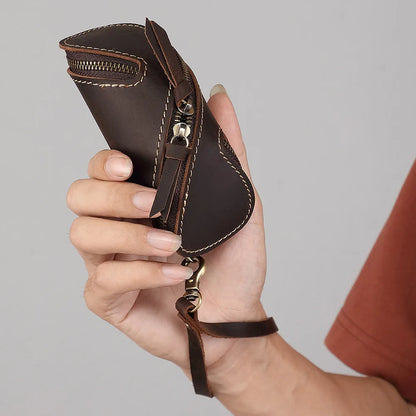 Top-Grain Cowhide Car Key Waist Bag Genuine Leather Waist Strap Bag Door Key Hand-Held Cowhide Small
