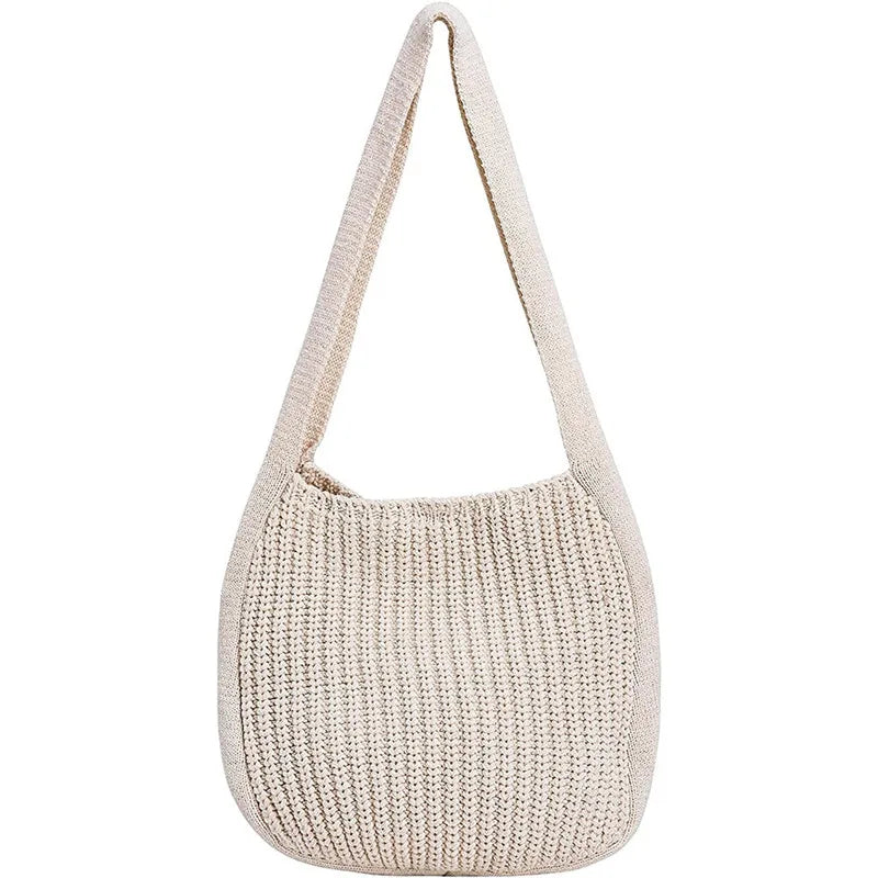 Solid Color Knitted Bag Versatile Underarm Shoulder Women