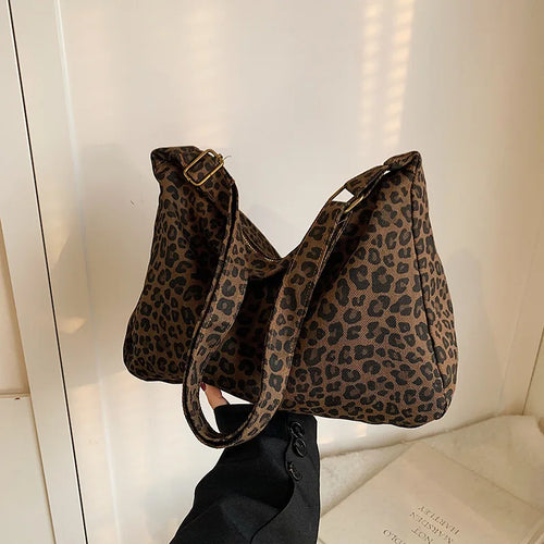 Chic Leopard Print Hobo Bag Soft Tote Shoulder Bags Adjustable Strap - Soft