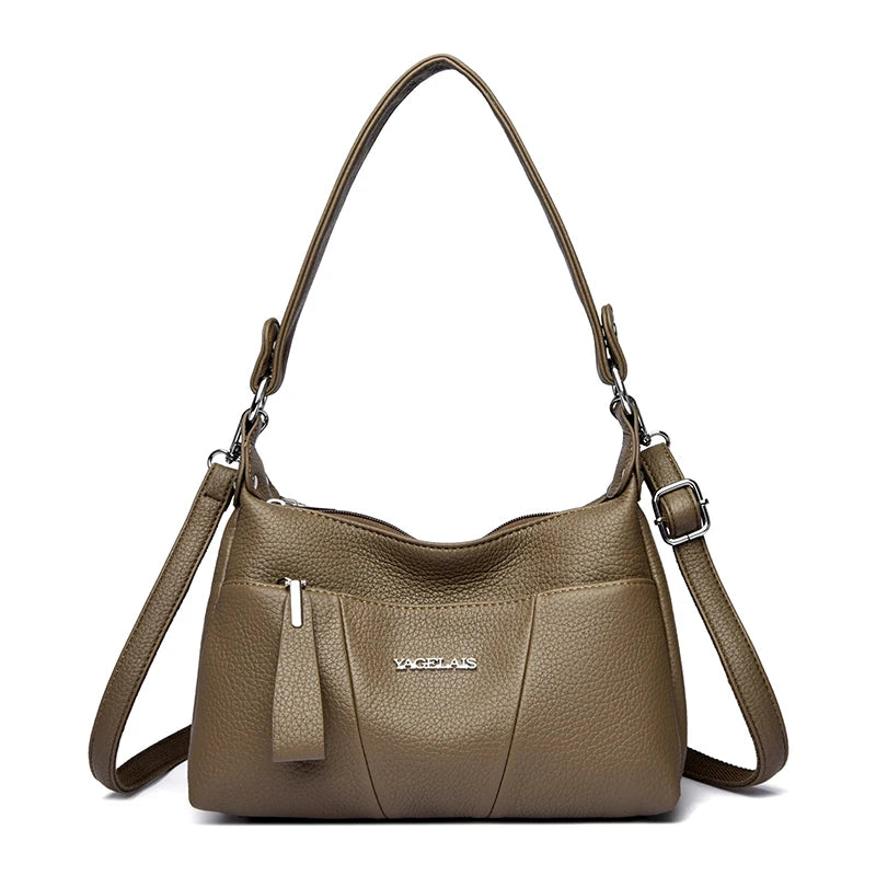 2-Layer PU Leather Crossbody Shoulder Bag for Women