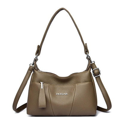2-Layer PU Leather Crossbody Shoulder Bag for Women