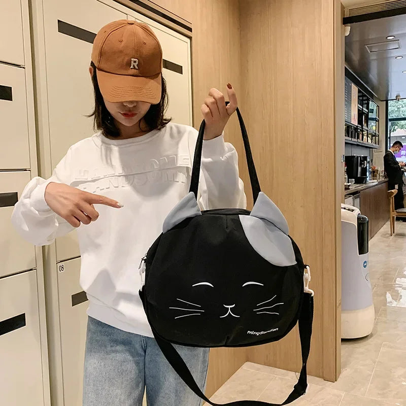 Cute Cat Tote Bag – Lightweight Shoulder Bag for Teen Girls