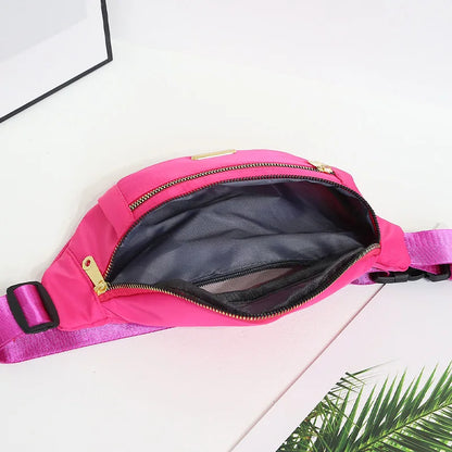 Leisure Simple Unisex Waist Bag Nylon Solid Color Chest Waterproof Wear-Resistant Lightweight
