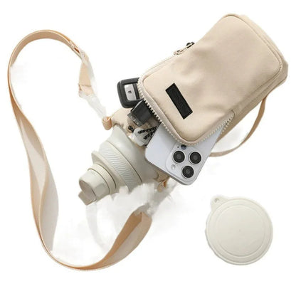 Unisex Water Bottle Holder Strap Insulation Water Bottle Carrier Bag Phone Pocket Water Bottle Sling