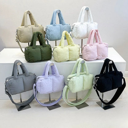 Quilted Puffer Crossbody Bag Mini Padded Handbag Top Handle Bag Adjustable Strap Women S Casual