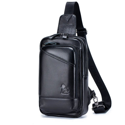 Real Leather Chest Bag Men S Head Layer Cowhine Multi-Function Large Capacity One Shoulder Cross