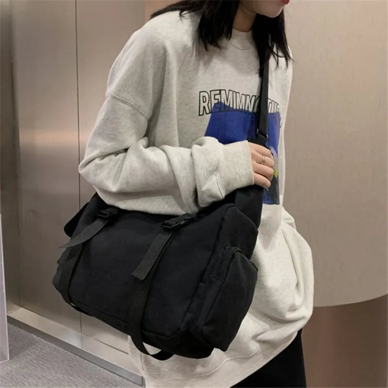 Harajuku Canvas Crossbody Bag – Women's Large Capacity Messenger Bag