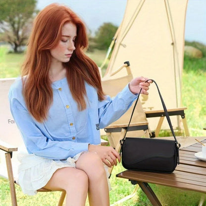 Lightweight Flap Shoulder Bag Vintage-Inspired Faux Leather Crossbody Purse Casual Outings Work