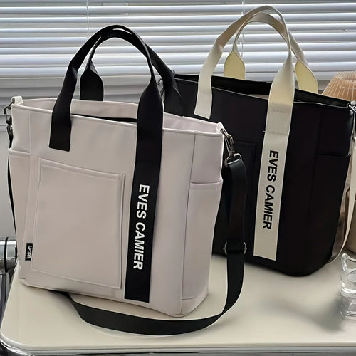 Nylon Design Spacious Tote Bag Multiple Pockets Adjustable Crossbody Strap