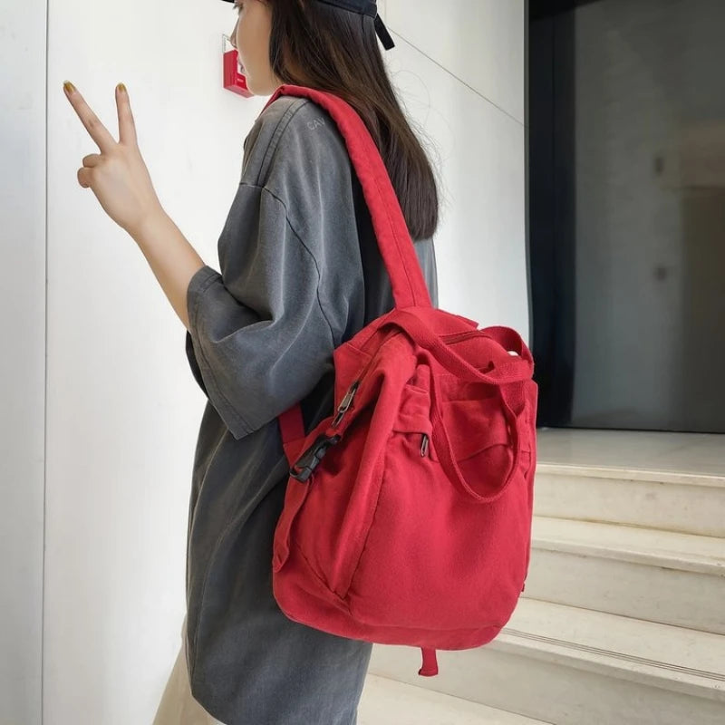 Canvas Backpack for Women Convertible Rucksack with Top Handle