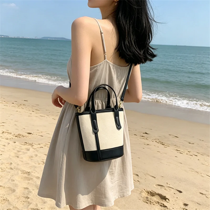 Canvas Leather Crossbody Bag – Vintage Handbag for Women