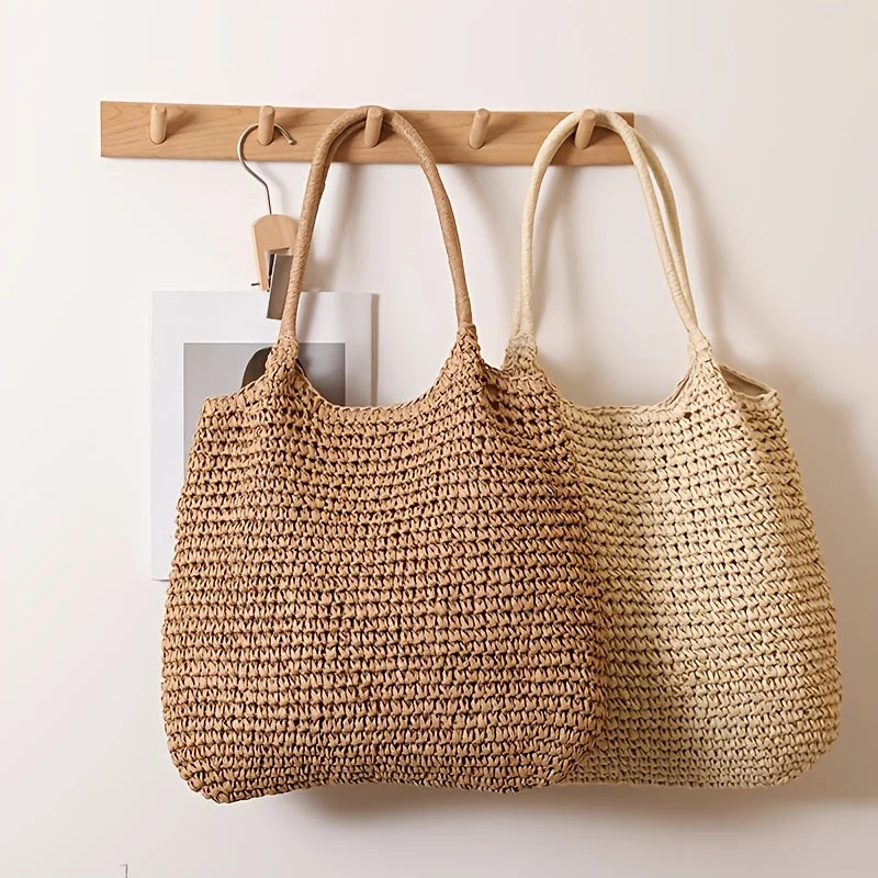 Straw Tote Bag for Women – Large Capacity Beach Shoulder Bag