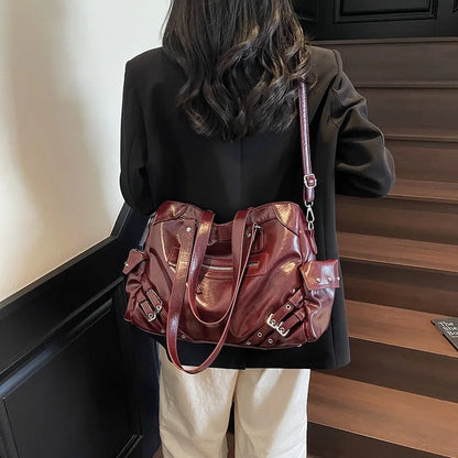 Large Capacity Shoulder Bag for Women with Front Zip Pocket