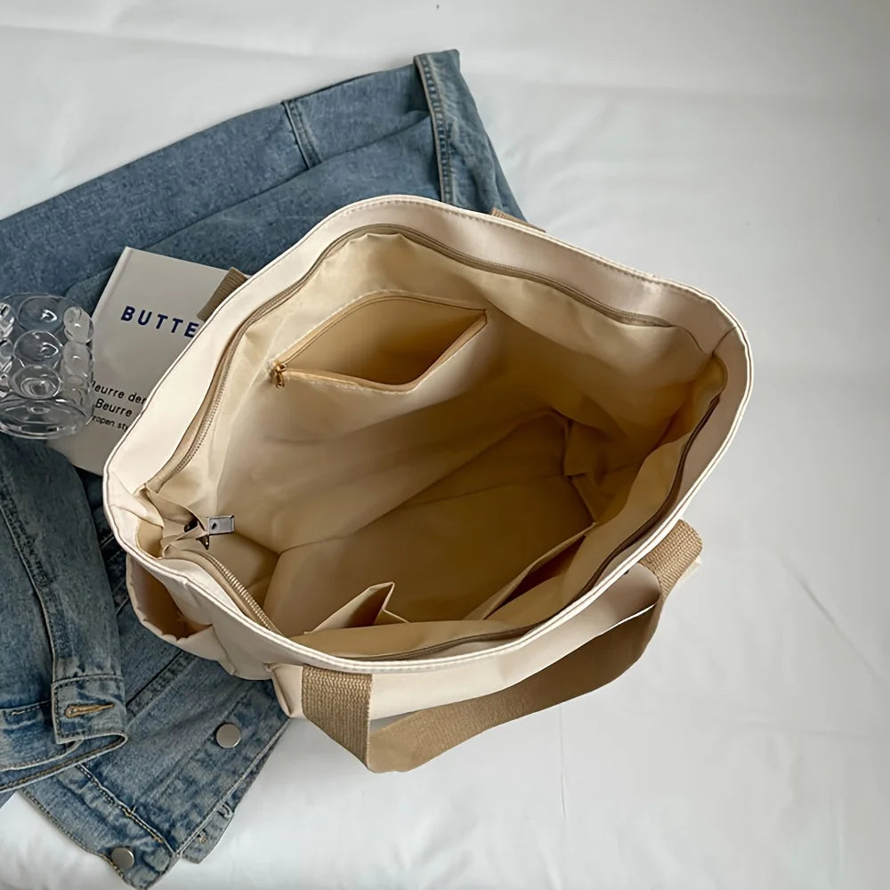 Nylon Tote Bag with Multiple Pockets – Lightweight Foldable Everyday Bag