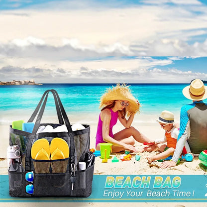 Large Mesh Beach Tote Bag Lightweight Quick-Dry Pool Bag