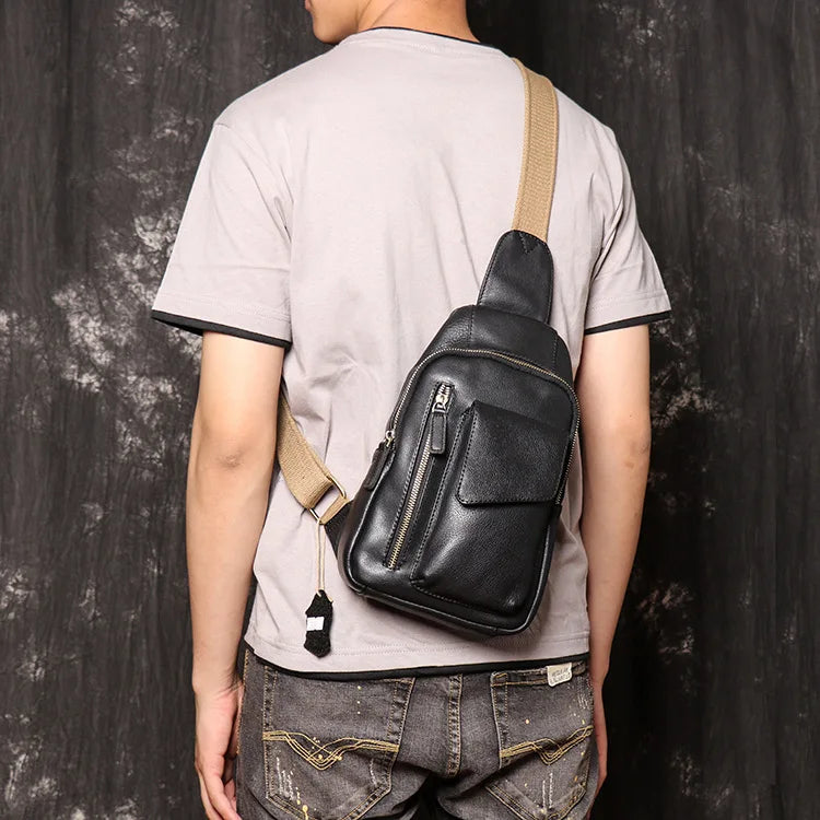 Men S Chest Bag Made Genuine Leather Women S Crossbody Bag Made Cowhide