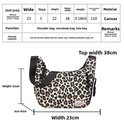 Leopard Print Hobo Crossbody Bag with Wide Adjustable Strap