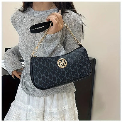 Vintage Crossbody Bag – Small Chain Shoulder Handbag with Letter Print