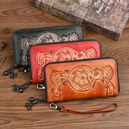 Top Layer Cowhide Ladies Wallet Multi-Functional Zipper