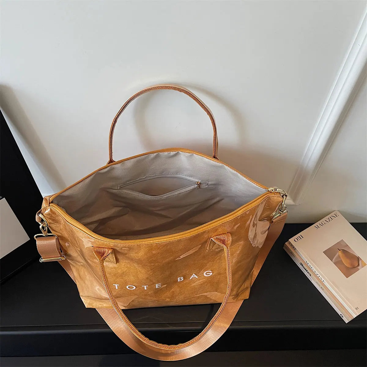 Trendy Personalized Large Capacity Transparent Pvc Tote Bag Outdoor Waterproof Jelly Daily Travel