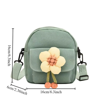 Cute Flower Shoulder Crossbody Bag Canvas Large Capacity Commuter Phone Women S