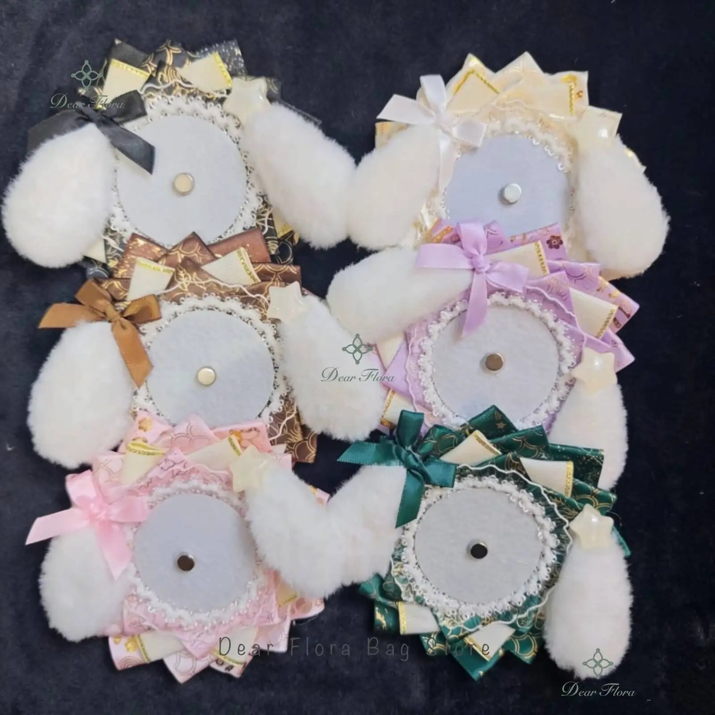 Itabag Badge Holder Rosette with Dog Ear & Bow – Handmade Anime Pin Display