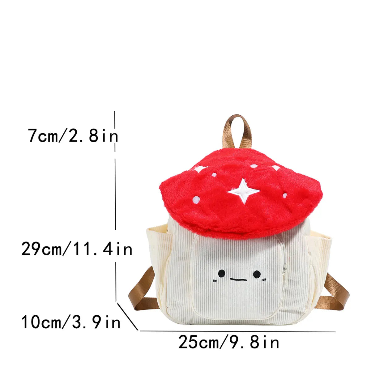Fashionable Plush Cartoon Mushroom Student Backpack Soft Lightweight Large Capacity Girl S School