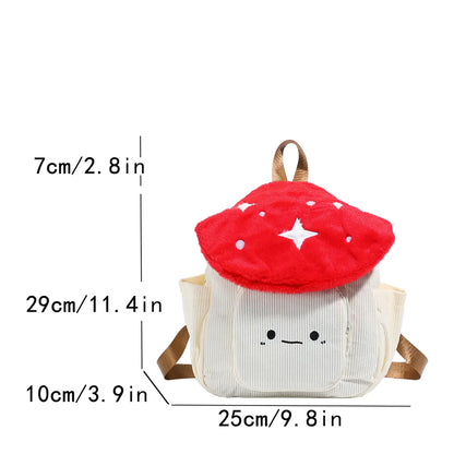 Fashionable Plush Cartoon Mushroom Student Backpack Soft Lightweight Large Capacity Girl S School
