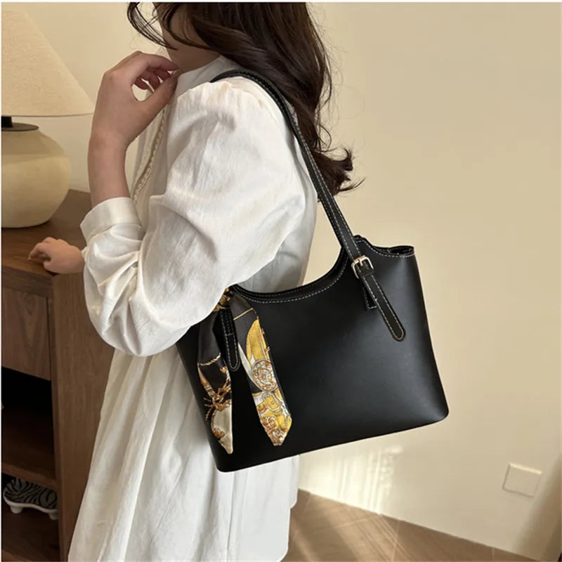 Silk Scarf Tote Bag – Spacious Shoulder & Underarm Handbag