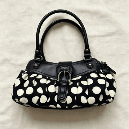 Retro Y2k Polka Dot Motorcycle Underarm Bag Stylish Women S Belt Buckle Design Shoulder Niche Rivet