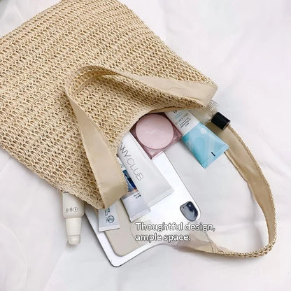 Homefish Rattan Straw Woven Tote Bag Women Large Capacity Summer Casual Beach Shoulder Handbag