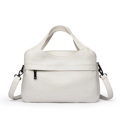 Washed Leather Crossbody Bag for Women – Multi-Pocket Shoulder Handbag