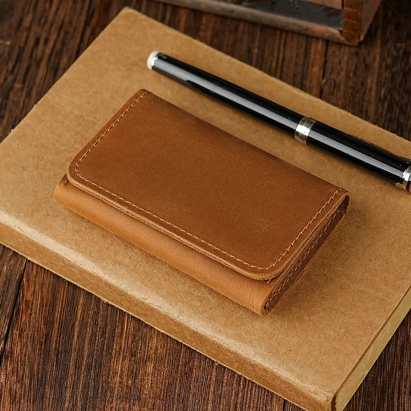 Genuine Leather Card Case Men S Women Business Cards Crazy Horse Leather Credit Card Holder