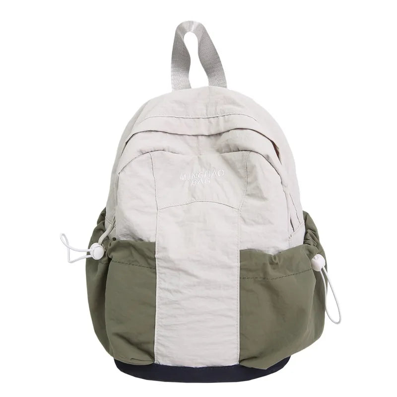 Cute Nylon Fabric Waterproof Backpack Contrasting Colors - Waterproof