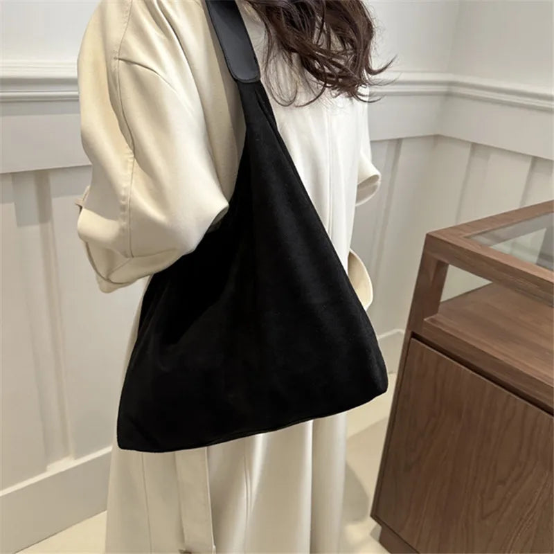 Faux Suede Women S Bag Simple Large Capacity Korean Version Trendy Casual Shoulder Armpit Bag Pure