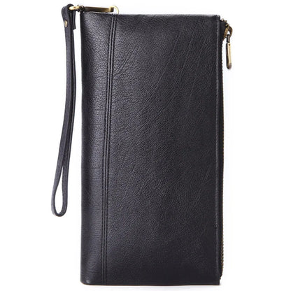 Men S Long Wallet Large Capacity Retro Real Leather Mobile Phone Thin Hand Business