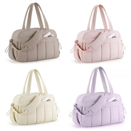 Quilted Duffle Bag for Women – Gym Tote with Crossbody Strap